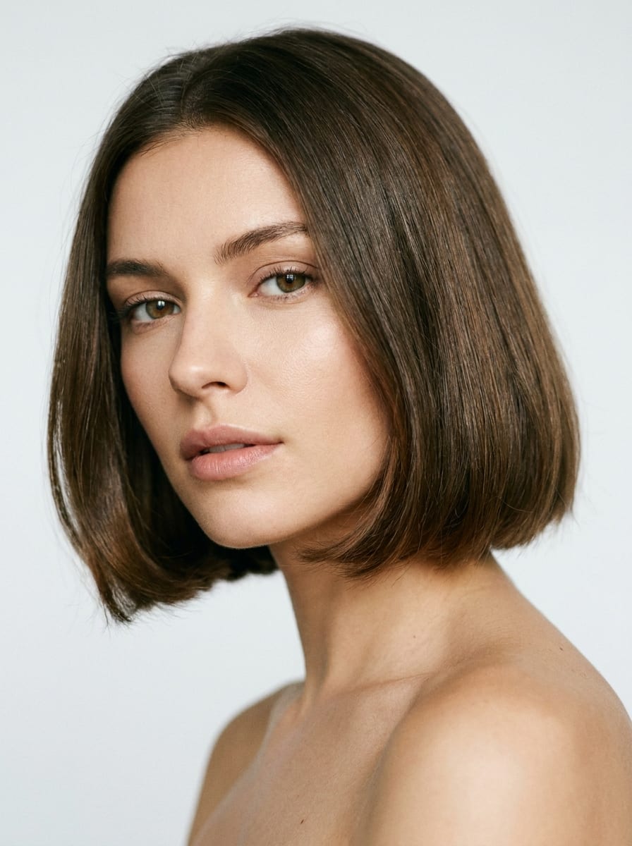 Jawline Bob mit eingeklappten Spitzen - Kurze Bob Frisur